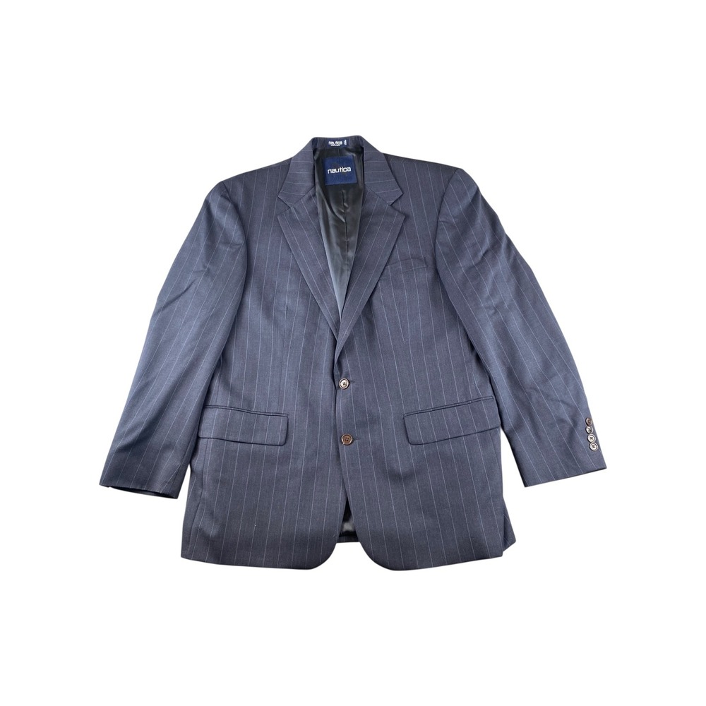 Nautica‎ Mens Wool Pinstripe Blazer Jacket Charcoal Grey N115AX 44R